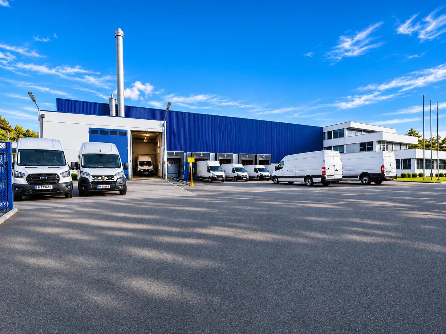 Fuhrpark der VPGeneral KG vor dem Logistikzentrum